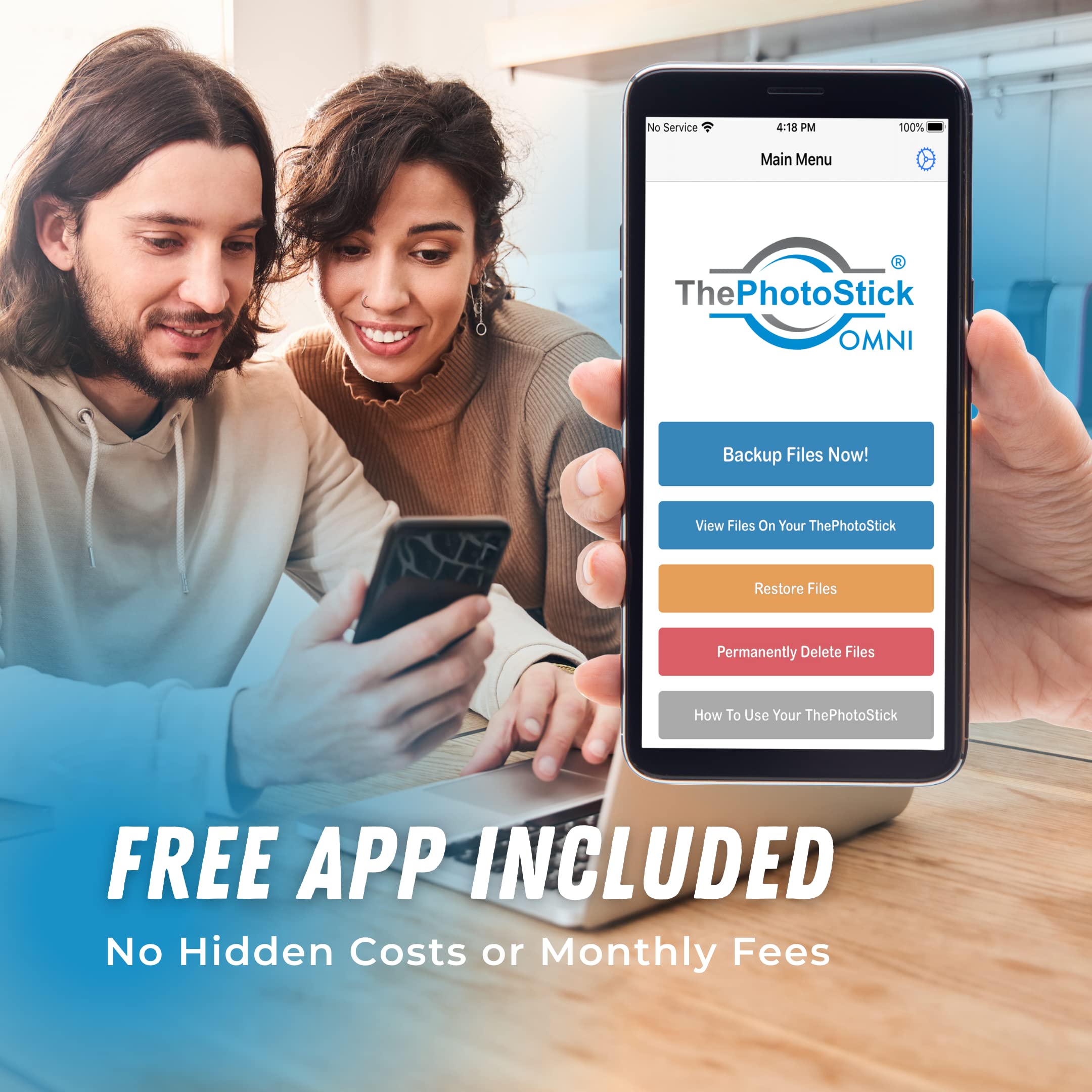 ThePhotoStick® Omni 128GB USB Flash Drive - Multiport Photo & Video Backup for iPhone, Android, Mac & PC